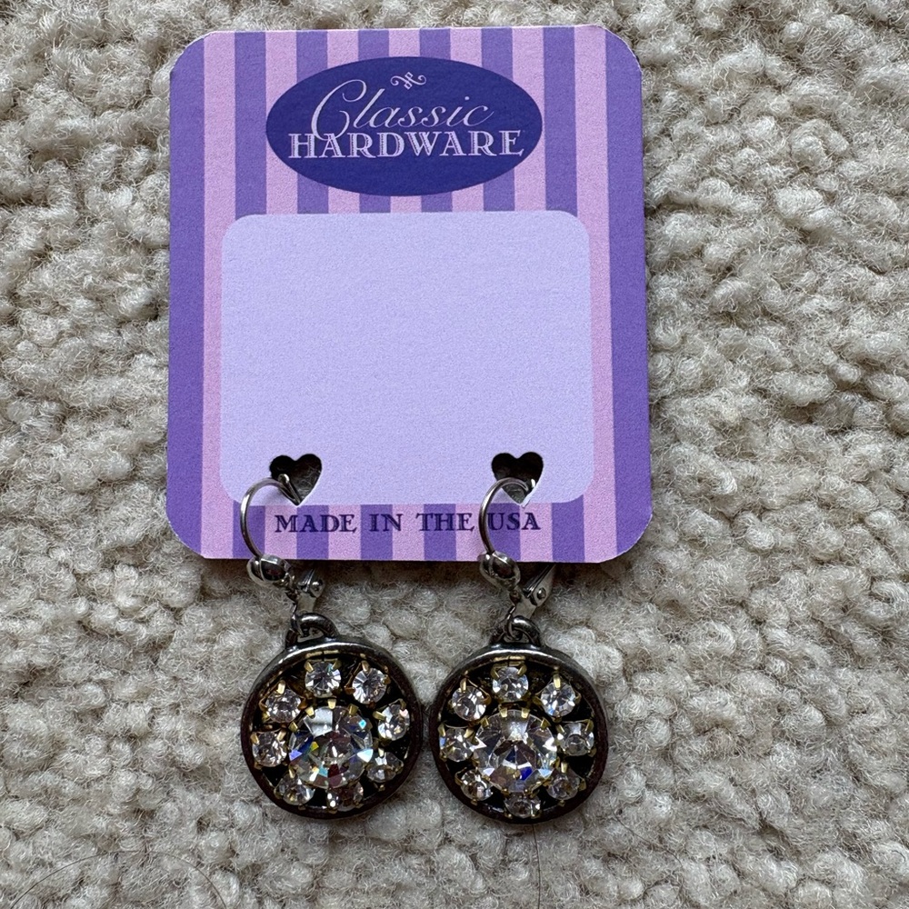 NWT: Silver Crystal Earrings by Classic Hardware